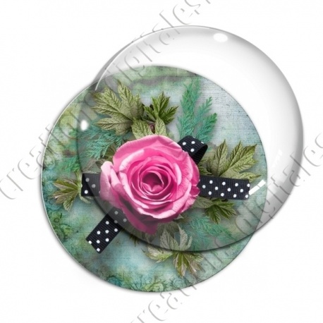 Image digitale - Montage fleur rose sur verdure 02