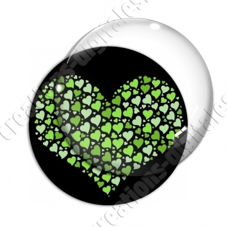 Image digitale - Multi-coeurs verts fond noir