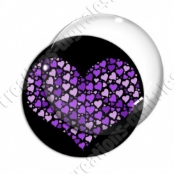Image digitale - Multi-coeurs violets fond noir