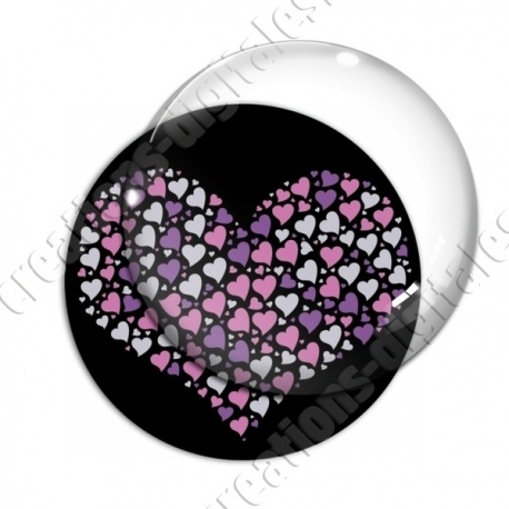 Image digitale - Multi-coeurs rose fond noir