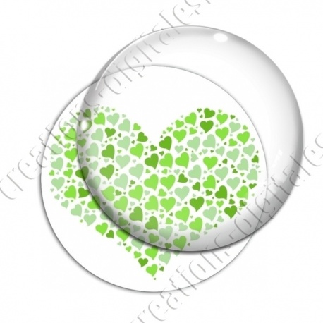 Image digitale - Multi-coeurs verts fond blanc