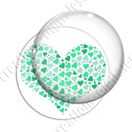 Image digitale - Multi-coeurs vert 2 fond blanc