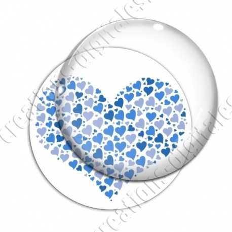 Image digitale - Multi-coeurs bleus fond blanc
