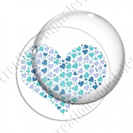 Image digitale - Multi-coeurs bleu 2 fond blanc