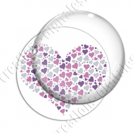 Image digitale - Multi-coeurs violet/ gris fond blanc