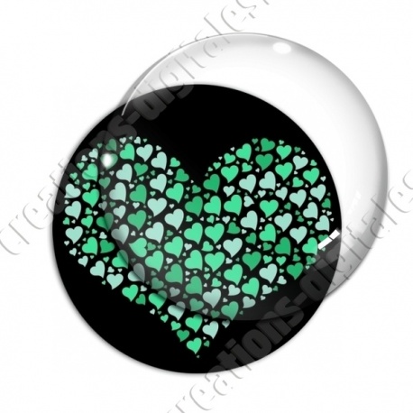 Image digitale - Multi-coeurs verts fond noir