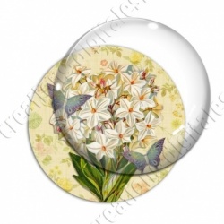 Image digitale - Fleurs blanches et papillons