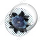 Image digitale - Monatge fleur en laine fond à pois 04