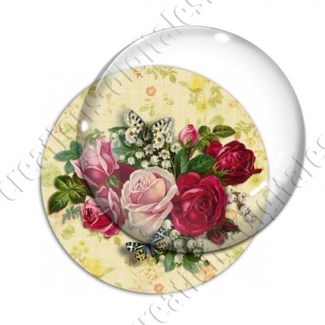Image digitale - Bouquet de roses fond fleuri