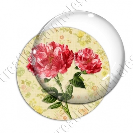 Image digitale - 2 roses fond fleuri