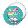 Image digitale - Happy birthday - Gâteau fond turquoise