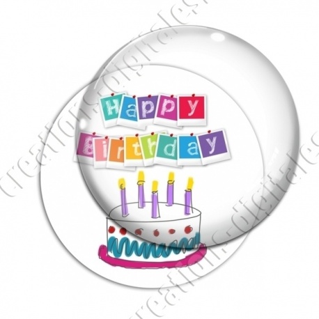 Image digitale - Happy birthday - Gâteau fond blanc