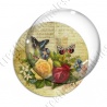 Image digitale - Fleurs et papillons fond lettre vintage