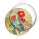 Image digitale - Fleurs rouges et lilbellule fond lettre vintage