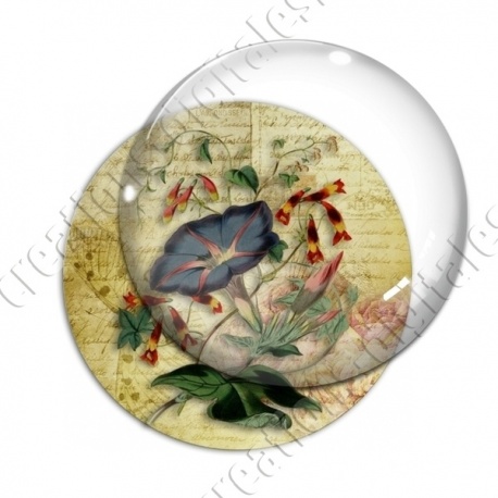 Image digitale - Fleur bleue fond lettre vintage