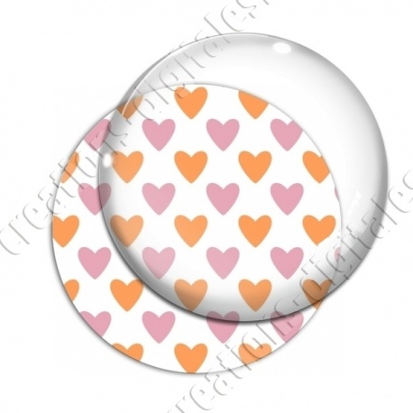 Image digitale - Coeurs bicolores - Rose et orange