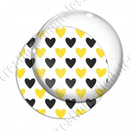 Image digitale - Coeurs bicolores - Jaune et noir