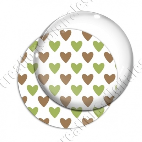 Image digitale - Coeurs bicolores - Marron et vert
