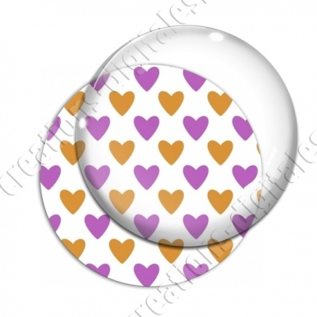 Image digitale - Coeurs bicolores - Orange et rose
