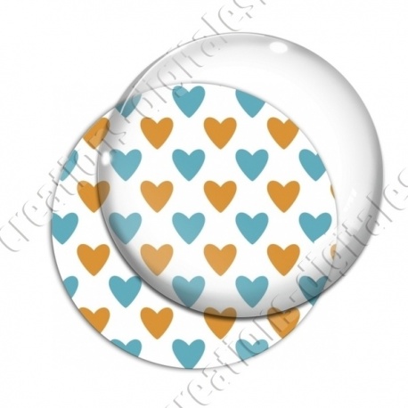 Image digitale - Coeurs bicolores - Orange et turquoise