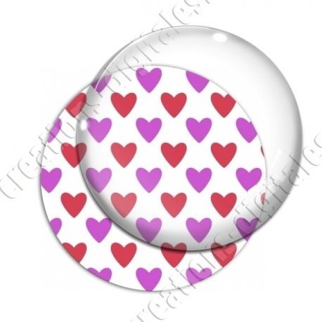 Image digitale - Coeurs bicolores - Rouge et rose