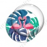 Image digitale - Flamants roses fond grosses feuilles 01