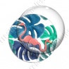 Image digitale - Flamants roses fond grosses feuilles 04