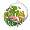 Image digitale - Flamants roses fond grosses feuilles 05