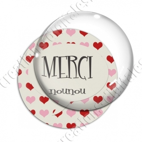 Image digitale - Merci nounou - fond coeurs