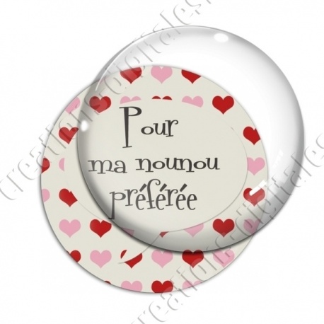 Image digitale - Nounou préférée - fond coeurs