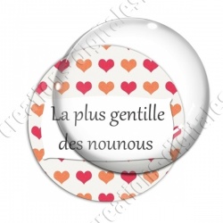 Image digitale - Plus gentille nounou - Fond coeurs