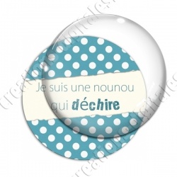 Image digitale - Une nounou qui déchire - Pois cyan