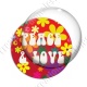 Image digitale - Peace and love 01 - fond rouge fleuri