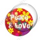 Image digitale - Peace and love 02 - fond rouge fleuri