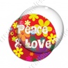Image digitale - Peace and love 02 - fond rouge fleuri