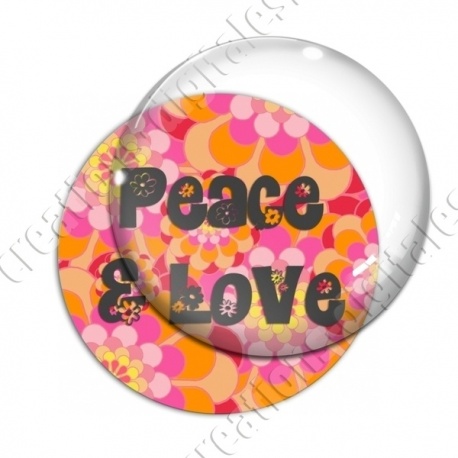 Image digitale - Peace and love 01 - fond rose fleuri