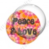 Image digitale - Peace and love 01 - fond rose fleuri