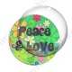 Image digitale - Peace and love 02 - fond vert fleuri