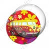 Image digitale - Van hippie - Fond fleuri rouge