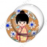 Image digitale - Kokeshi chignon décor poissons