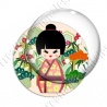 Image digitale - Kokeshi chignon décor jardin