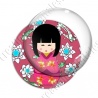 Image digitale - Kokeshi rose décor poissons