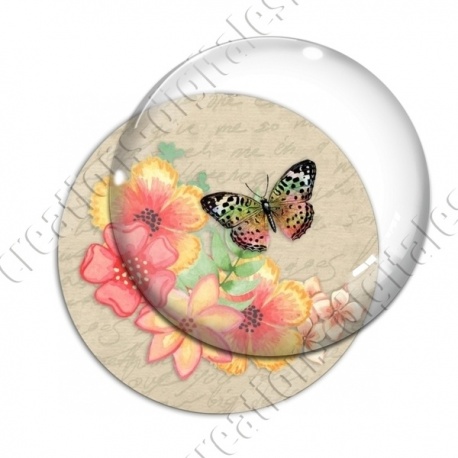Image digitale - Fleurs et papillon
