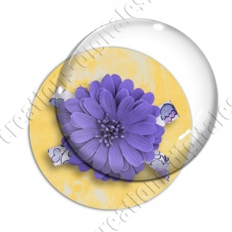 Image digitale - Fleur violette fond jaune