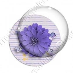 Image digitale - Fleur violette fond rayures horizontales