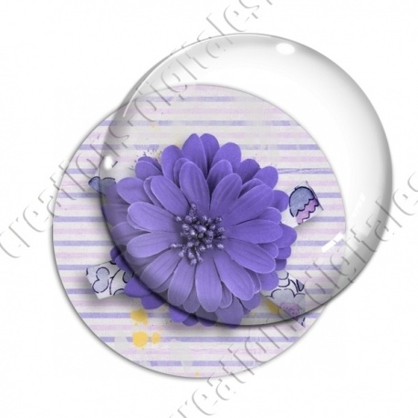 Image digitale - Fleur violette fond rayures horizontales