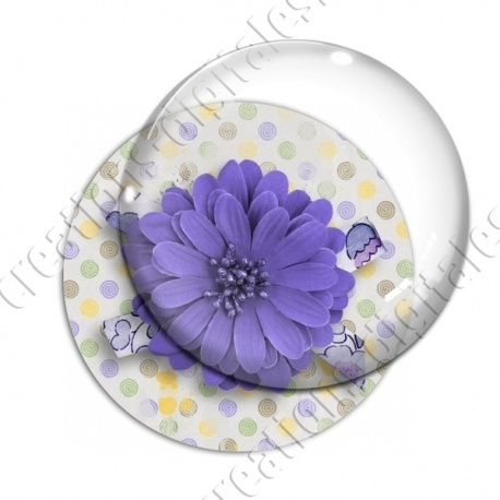 Image digitale - Fleur violette fond spirales