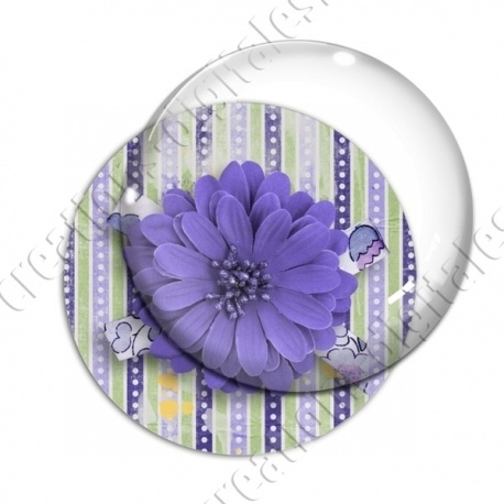 Image digitale - Fleur violette fond rayures verticales