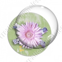 Image digitale - Fleur rose fond vert