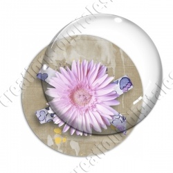 Image digitale - Fleur rose fond marron